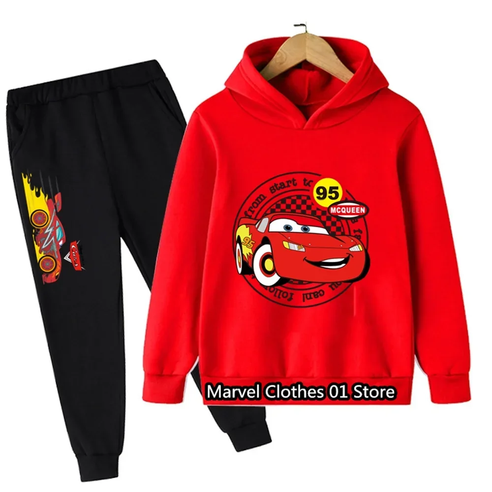 Disney Cars Lightning McQueen Boys Long Sleeve Sweatshirt and Jogger Pants  Set for Toddlers and Big Kids – Blue/Red