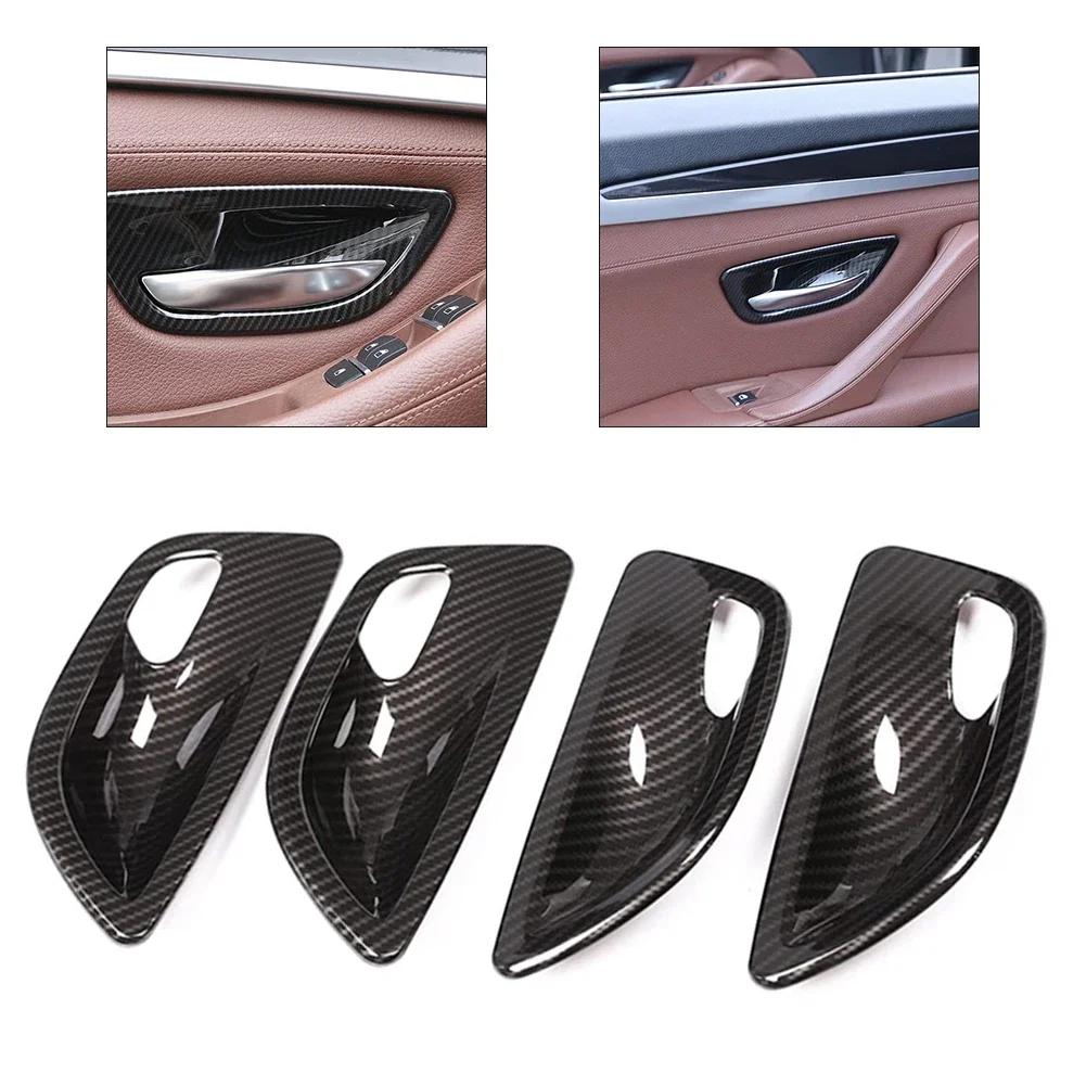 BMW F10 520 차량 도어 핸들 볼 커버 카본 파이버 도어 핸들 트림 자동차 실내 향상 카본 와이어 패턴 색상