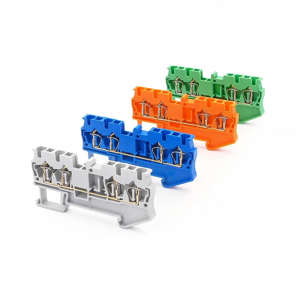 Din Rail Terminal Block ST-2.5-QUATTRO Wire Connectors Return Pull Type 4 Conductors Spring Wiring Terminal Blocks 10Pcs