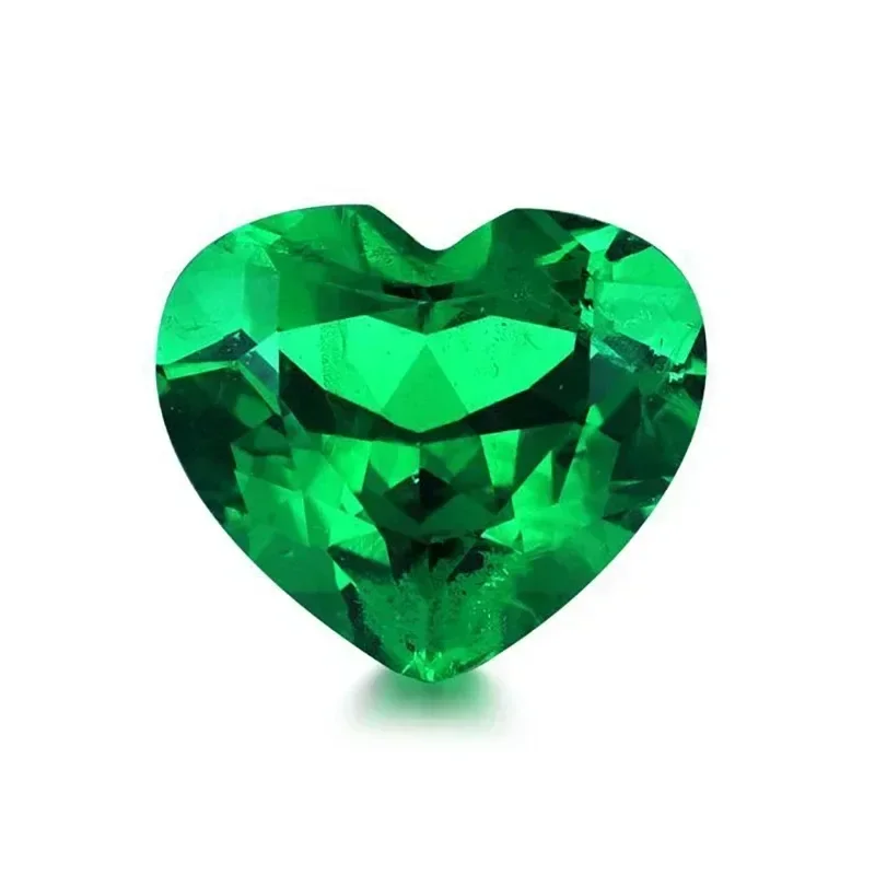 Lab Grown Colombia Emerald Heart Shape Green Color Gemstone For Diy Jewelry Earrings Making Material Selectable AGL Certificate