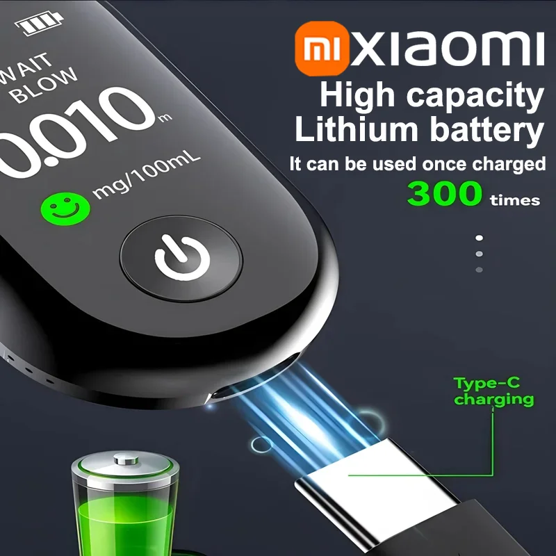 Xiaomi Portable Mini Digital BreathAlcohol Tester Professional Breathalyzer With LCD Display Electronic Alcohol Tester alcohol tester breath alcohol tester