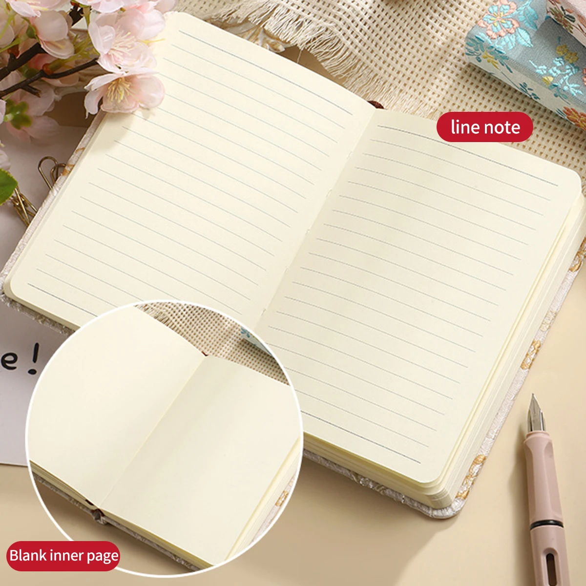Journal Book Embossed Notebook Diary Book Agenda Organizer A6 Notebook Taking Notes Dao Lin Paper Floral Student Notebook - 2