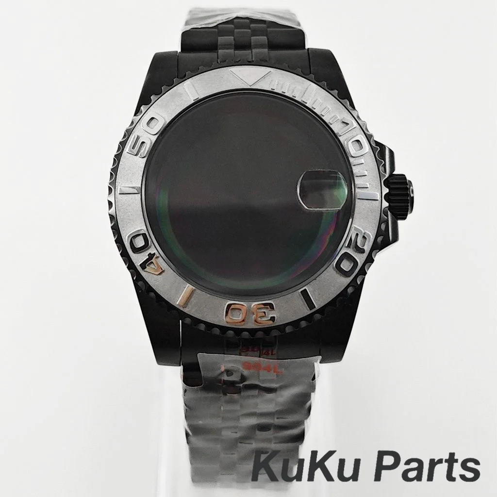 Black Purple GMT Bezel Watch Case with PVD Black Jubilee Bracelet and Sapphire Crystal