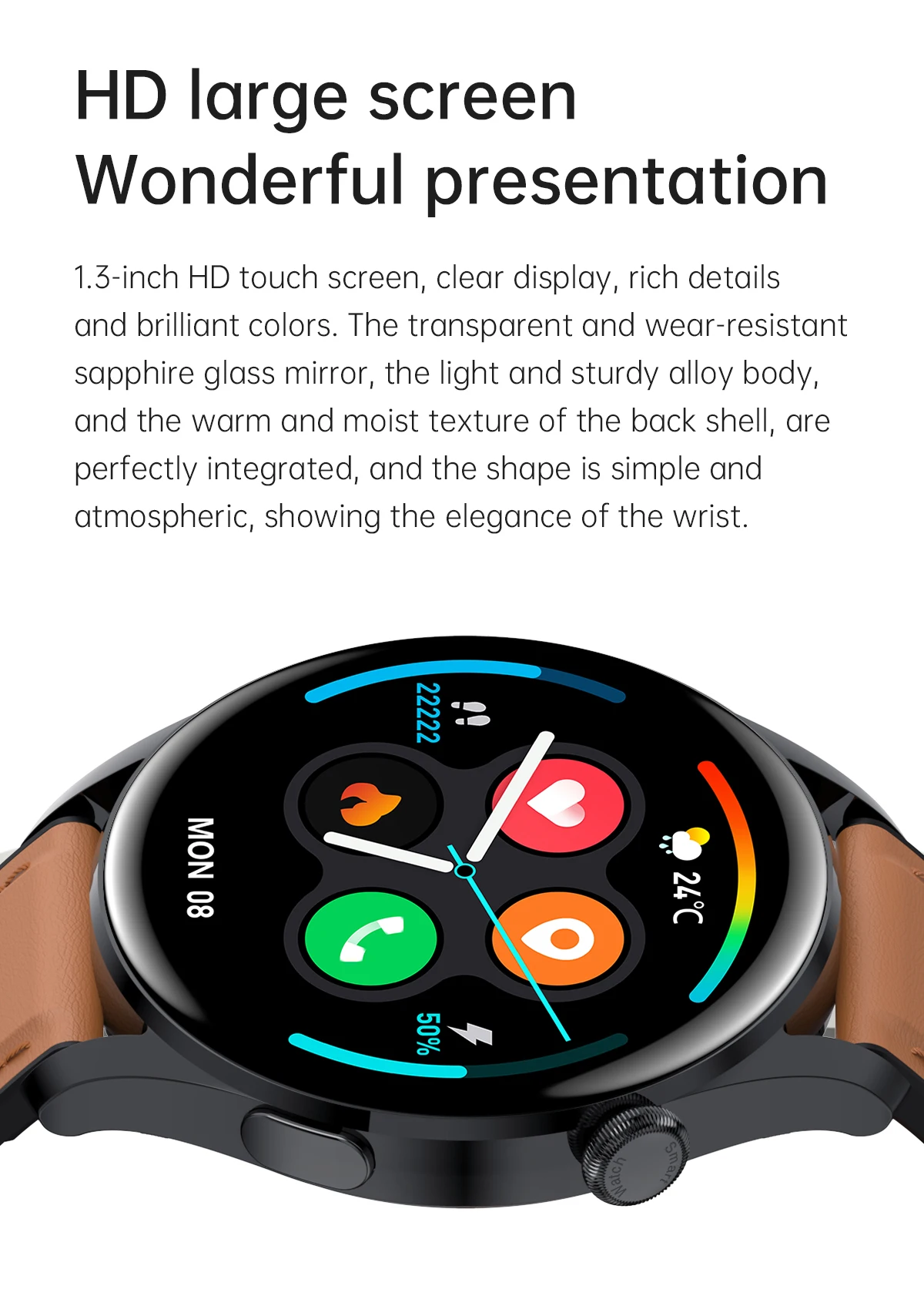2022 Body temperature Bluetooth-compatibl calling Music control Heart rate Blood pressure  A variety of sports mode Smart watch