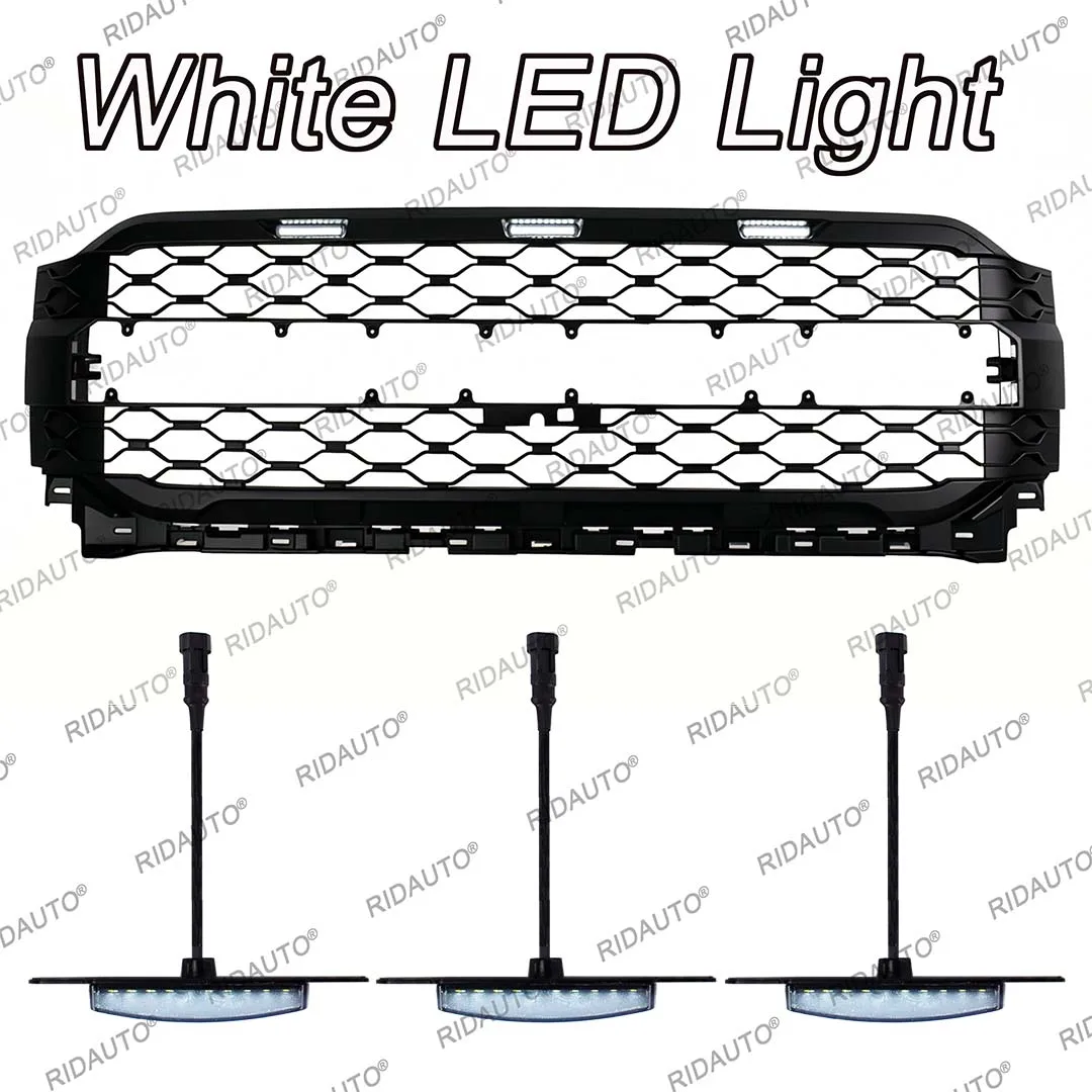 포드 F150 2021 2022 2023 업그레이드 랩터 개조 그릴 DIY 화이트 라이트 LED 램프 랩터 그릴 라이트 3PCS LED 라이트 DRL 라이트
