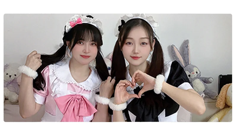 Lolita Cosplay Kleid Pink Maid Anime Kawaii Sweet Halloween Damen 20