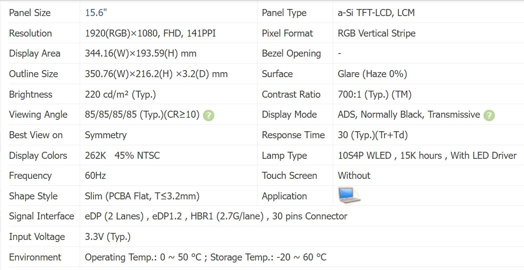15.6 г FHD  V730-15 Y7000 30Pin NV156FHM-N35 N3D N49 N61 N6A N48 N45 N4C N42 N156HCA HCE EAB Ʈ ÷