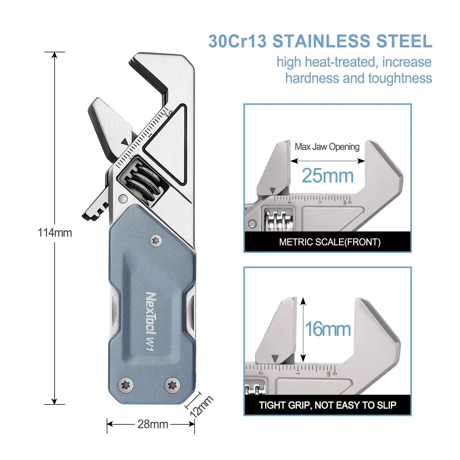 NexTool 라이트 렌치 W1 야외 다기능 도구 6-in-1 휴대용 접이식 칼 조절 가능한 미니 드라이버 야외 도구