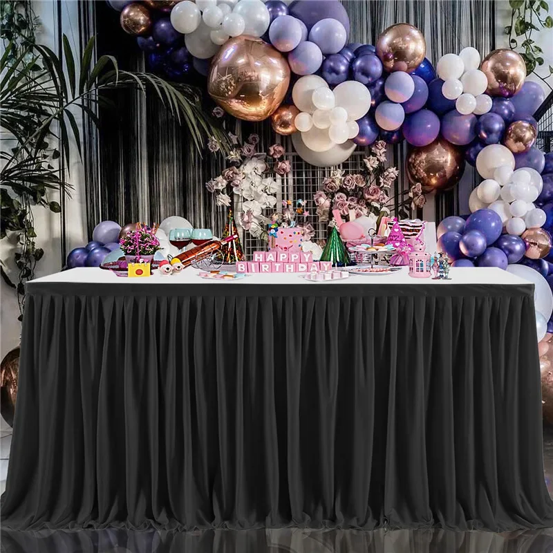 Party Table Skirt Birthday Pleated Dessert Tablecloth Cover Wedding Festive Table Skirting Baby Shower Home Decor