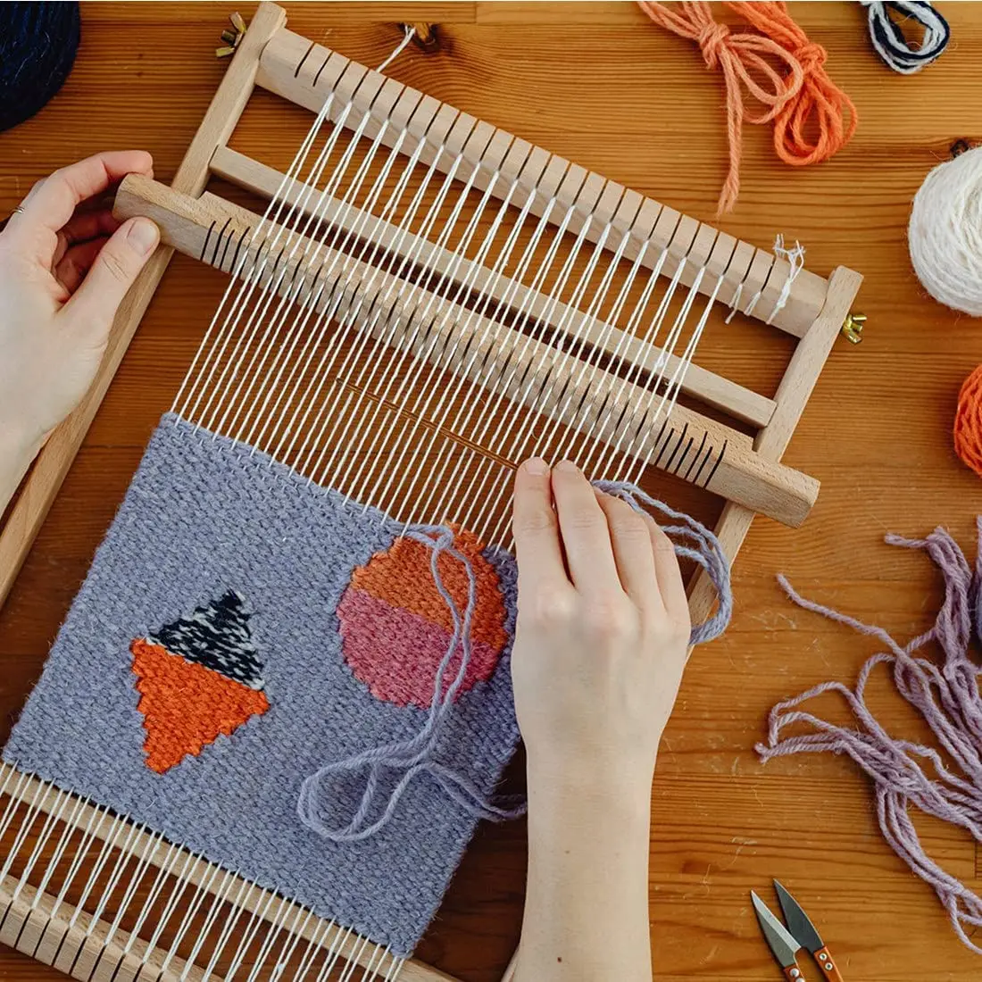 Wooden Tapestry Weaving Loom Kit Looms Hand-Knitted Machine DIY Woven Set Sewing Machine Home Waving Accessories Handmade Hook