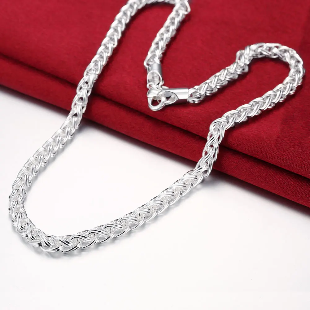 

Classic 925 Stamp Silver Color Necklaces for Woman Men 20 Inches Exquisite Simple Twisted Circle Fashion Jewelry Christmas Gifts