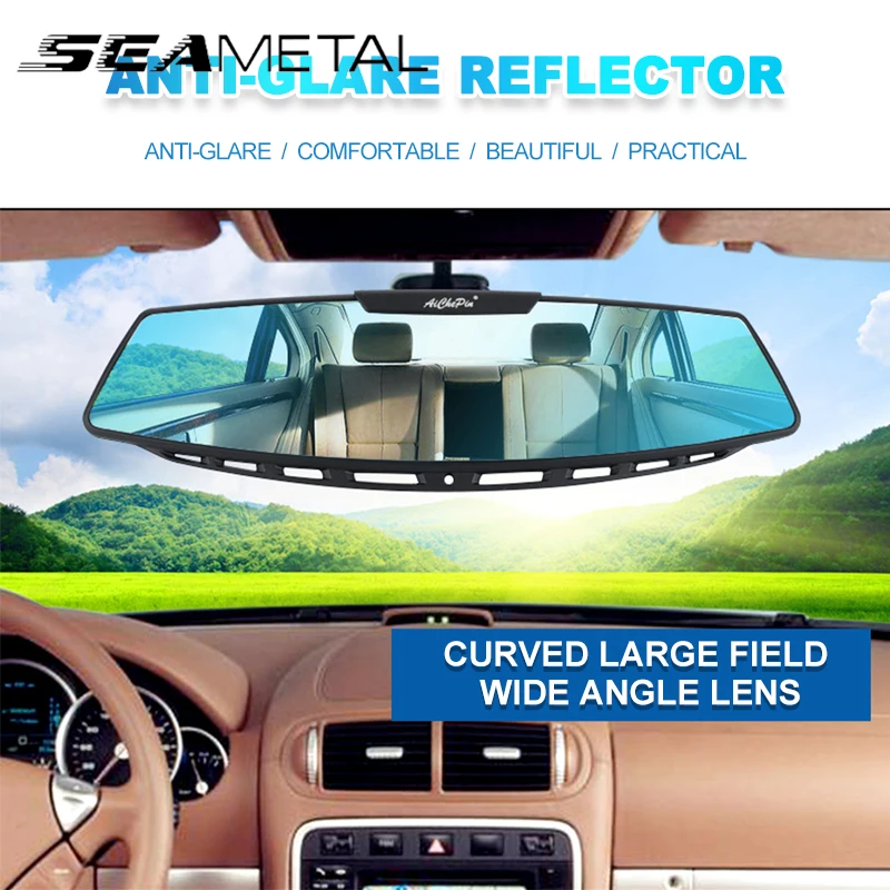 Curved Car Rear View Mirror Anti Glare Wide Angle Vision