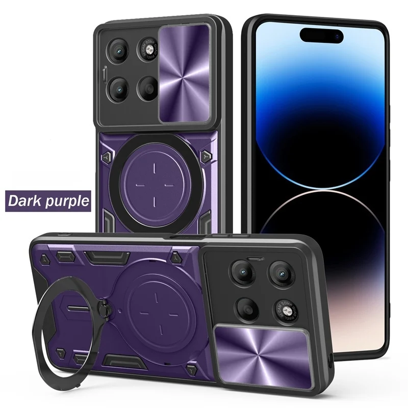Enhanced Magnetic Metal Ring Bracket Phone Case with Slide Camera Lens Protection