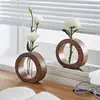 Wooden Hydroponic Flower Pot Home Vase Decor Transparent Imitation Glass Soilless Plant Pots Green Plant Pot For Home Decoration 5