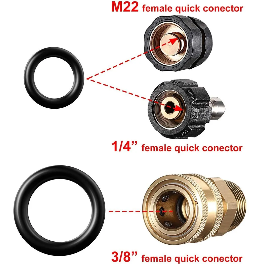 O Ring For High Pressure Washer 1 In 4 Inch 3 In 8 Inch M22 Quick Disconnect Fitting Gasket Washer Seal Rubber Set