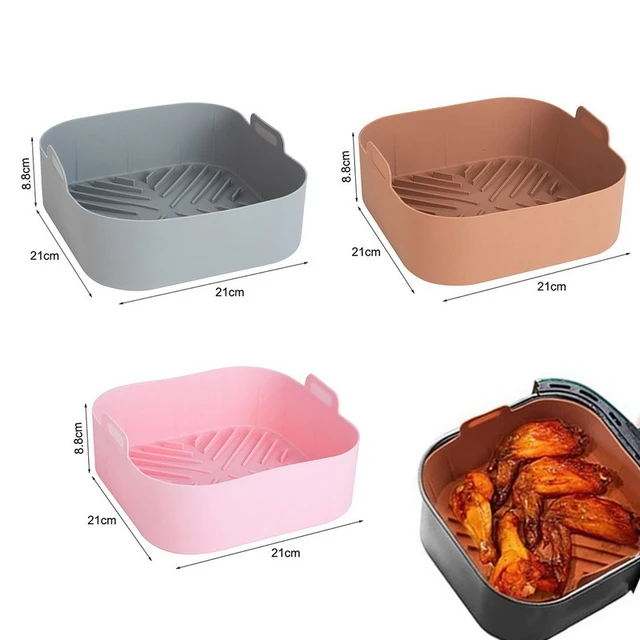 Silicone Air Fryer Basket Liners Square - 2Pcs Reusable Air Fryer Silicone  Pots for Food Safe Air fryers Oven Accessories(8.1 Inch)