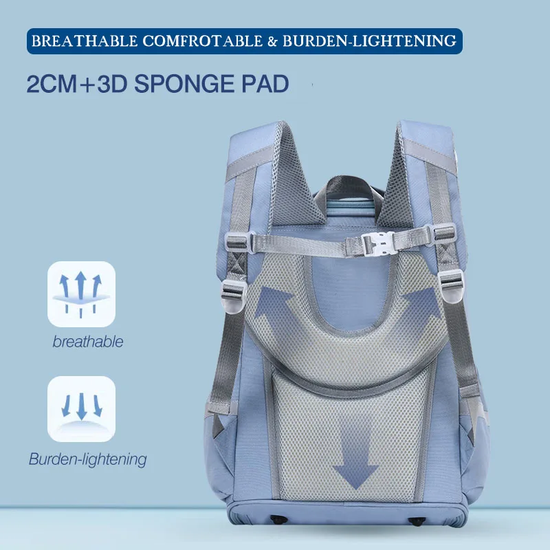 1-6 Grade Pupil Schoolbag Pressure-Reducing Students School Backpack Orthopedic School Bag for Girls Boys Custom Logo Book Bags