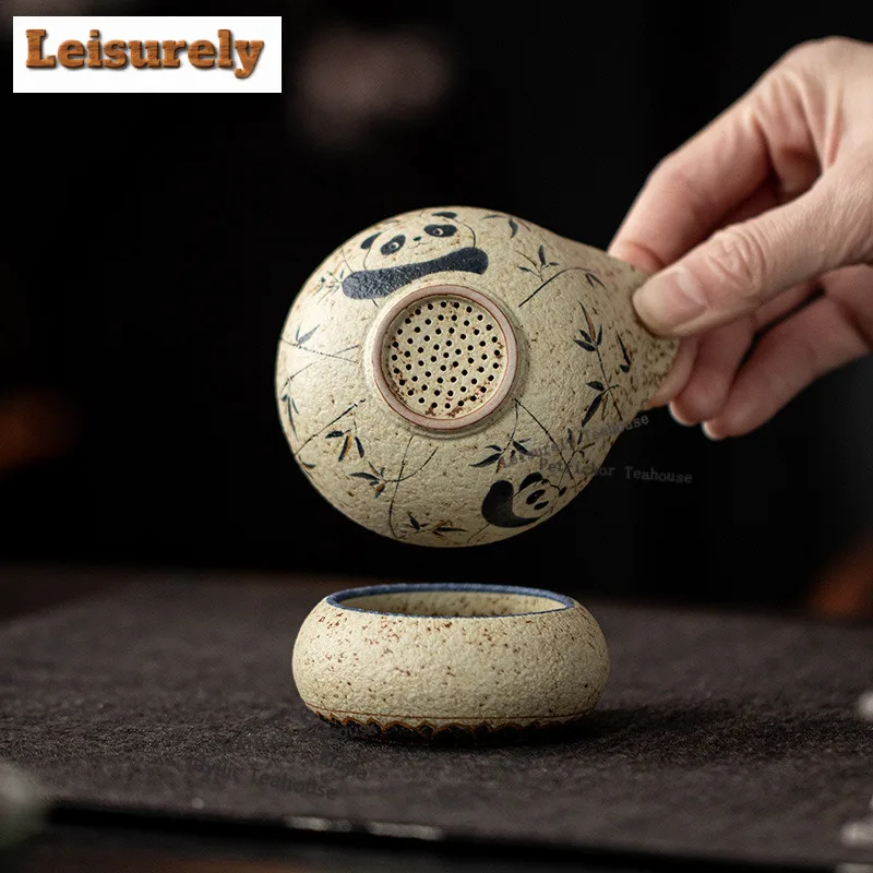 Blue And White Firestone Red Panda Bamboo Tea Separator Infusor Creative Tea Strainer Dispenser Tea Brewing Tea Filter Cha Gift