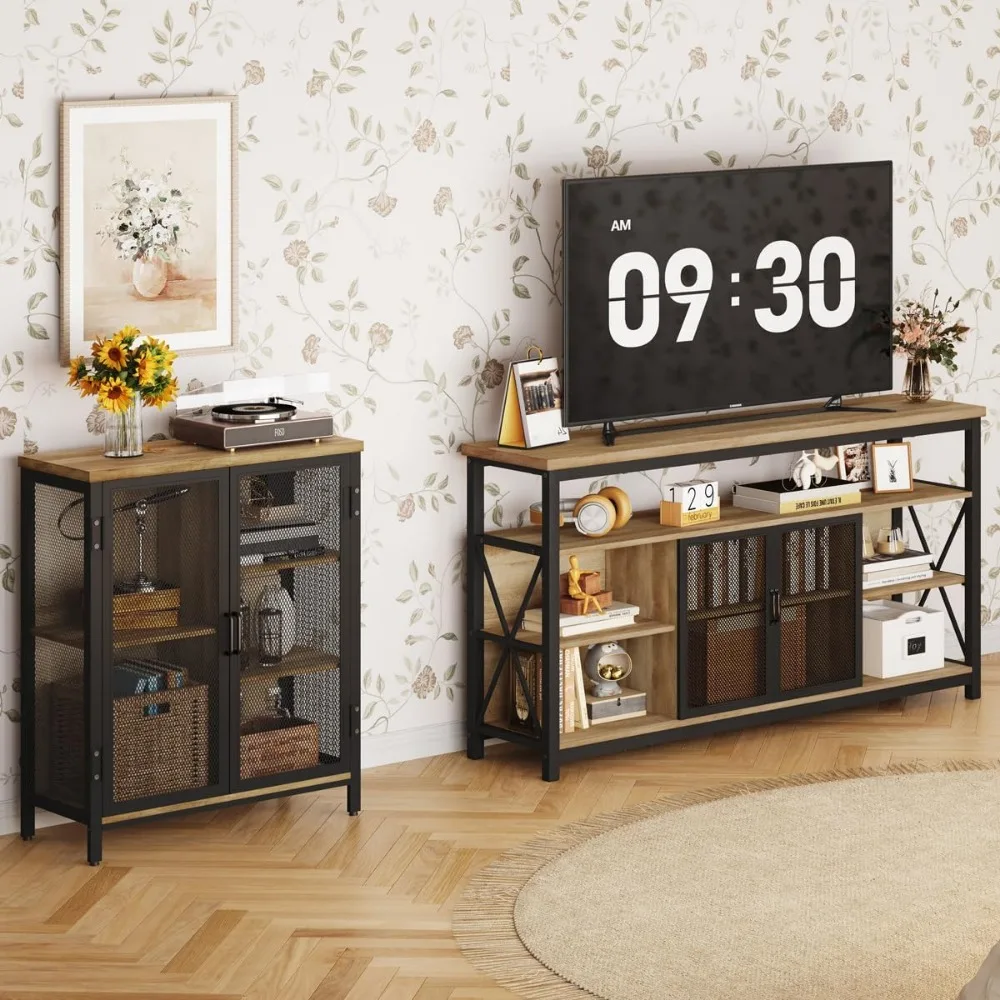 Small Bar Cabinet with Storage for Home Rustic Farmhouse Liquor Cabinet Industrial Buffet for Living Room