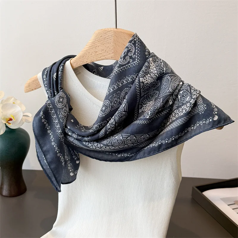 Luxus Einfarbig Quadrat Schal Für Frauen Weiche Fleck Cashew Druck Schal Neck Schal Warps Elegante Halstuch Bandanas Hijab – Detail 5