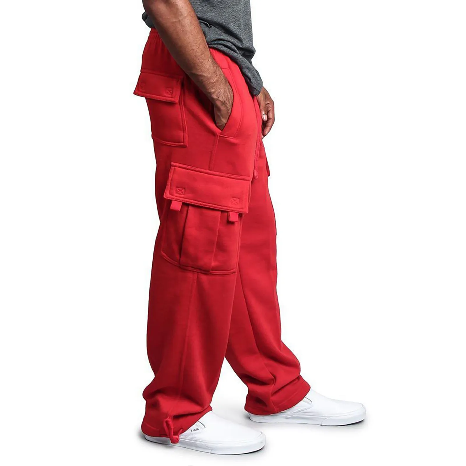 

Men'S Sweatpants Spring Autumn Drawstring Multi Pockets Casual Sweatpants Outdoor Hiking Cotton Twill Cargo Style Sweatpants