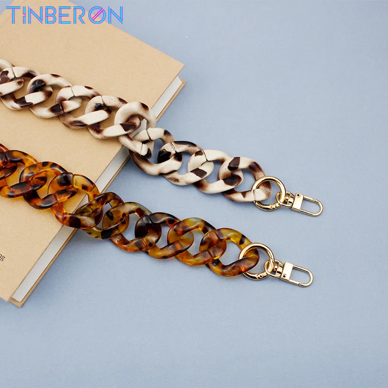 

TINBERON Acrylic Resin Bag Chain Strap Retro Shoulder Strap Fashion Leopard Pattern Bag Decoration Chain Acrylic Resin Bag Strap