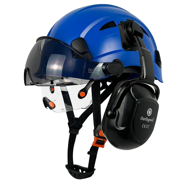 ABS Safety Helmet with Visor and Ear Muffs