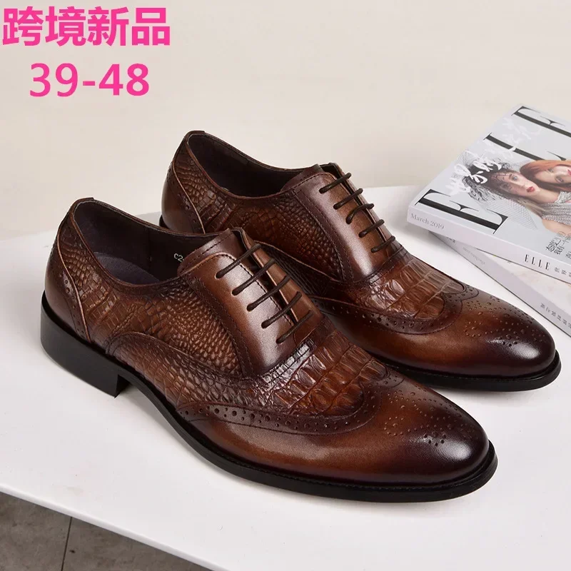 Men casual shoes Brock Oxford retro crocodile leather men formal spring and autumn new 's for