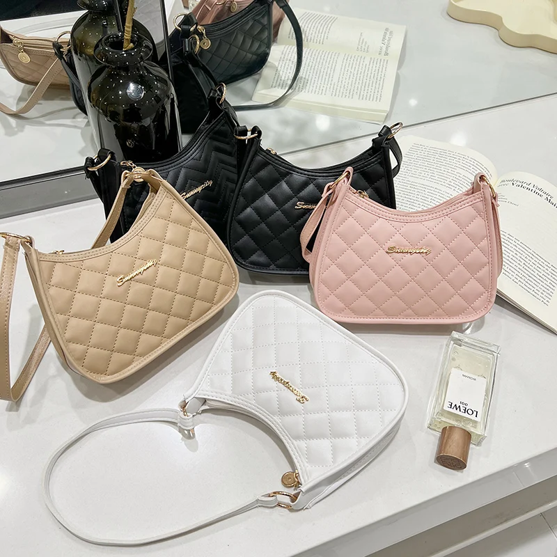 Women Soft Faux Ladies Handbag Crossbody Bag Underarm Bag Retro Fashion Design Girls Small Shoulder Bags Shoulder Bag