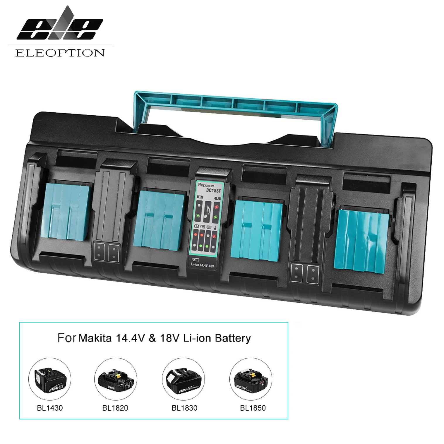 Dc18Sf Caricabatterie A 4 Porte Per Batteria Makita 14.4V 18V 3A Li-Ion Bl1830,Bl1830B,Bl1840,Bl1840B,Bl1850,Bl1850B,Bl1860,Bl1860B