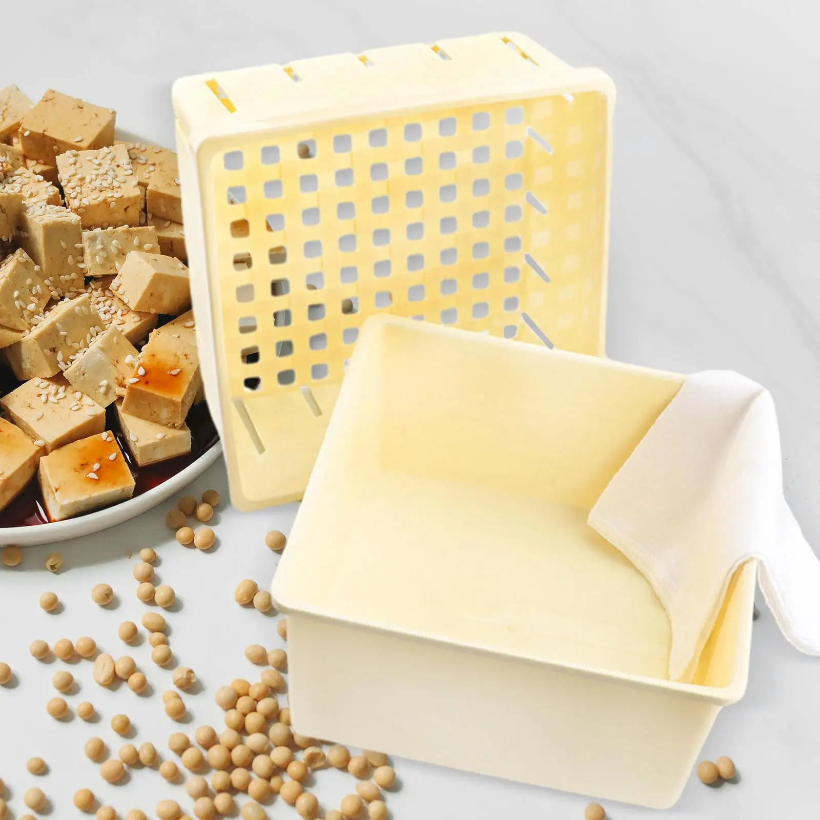 

Tofu Maker Pressing Paneer Maker Handmade Multi Use Tofu Press Tool Fruit Cleaner Bowl for Paneer Home Use Kitchen Cheese Tempeh