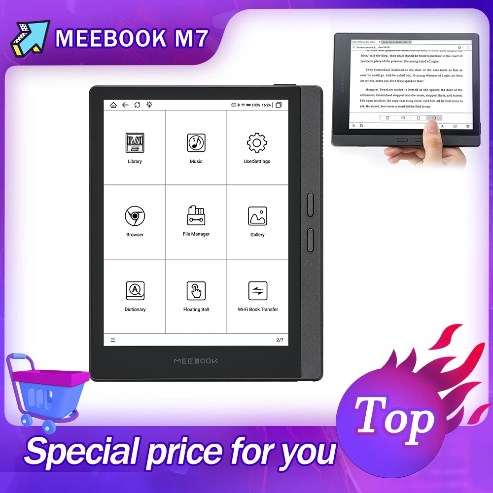 MEEBOOK M7 Ebook Reader 6.8 Inch 300PPI High-Definition Ink Screen ereader Open Android System 32GB RAM E reader