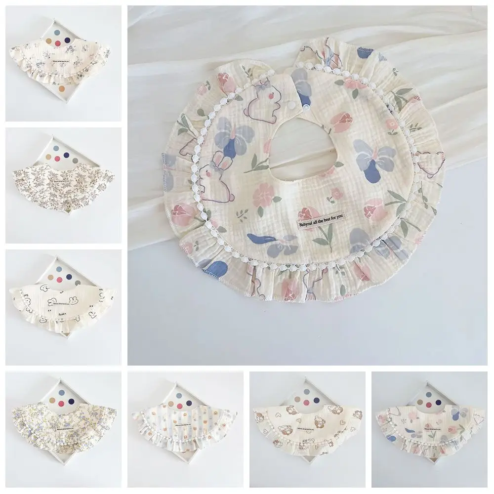 Soft Feeding Baby Cotton Bibs Round Neck Princess Baby Drooling Bibs INS Lace Saliva Towel Cloths Infant