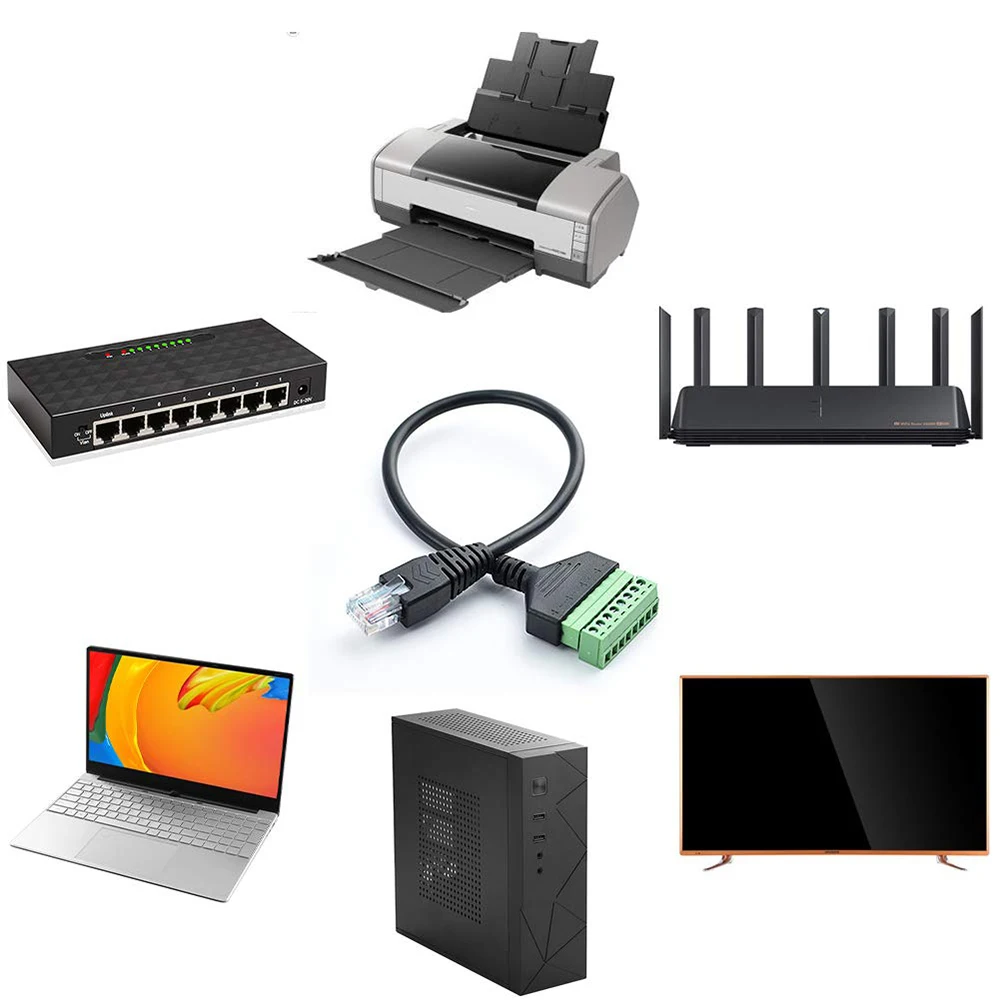 RJ45 남성-8핀 나사 단자 어댑터 RJ45 8p8c-8핀 볼트 단자 커넥터 (Cat 5 Cat5e 이더넷 연장 어댑터용)