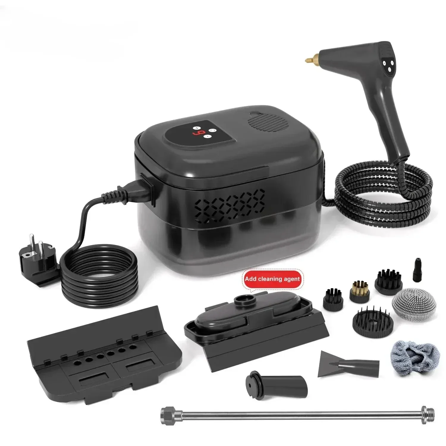 Pulitore a Vapore ad Alta Pressione e Alta Temperatura da 1500W con Telecomando Multifunzionale per Cappa da Cucina e Auto - immagine 2