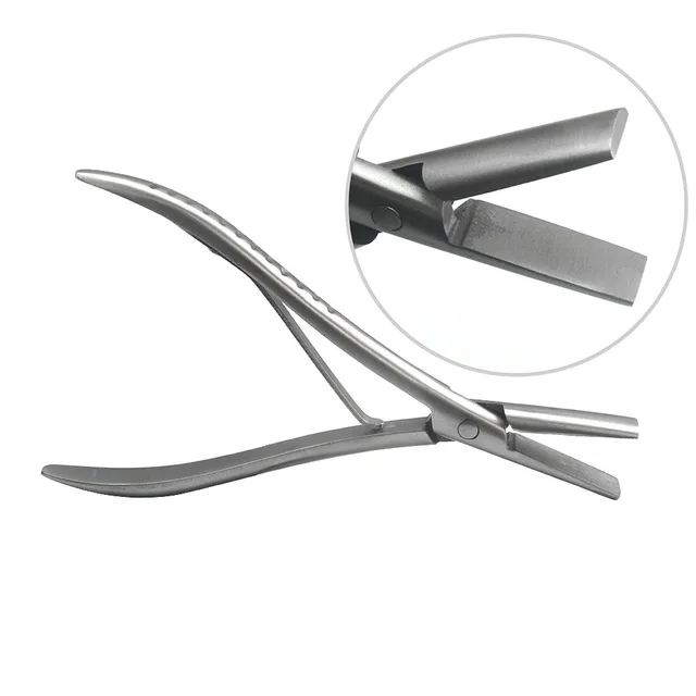 1 PC 7 inch Flat Teeth Silver Stainless Steel Clamp Hair Extension Plier with Smooth Grooves Keratin Hair Extensions Tools 3