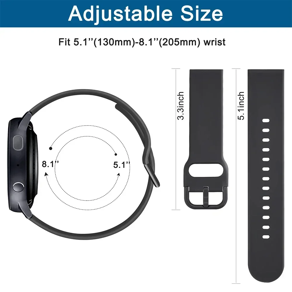 Universal Silicone Smartwatch Band - 20mm/22mm Strap