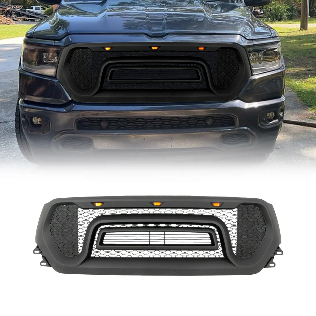 

Wholesale Car Grills Accessories Front Grill Mesh Grille w/LED Lights Fit For 2019-2020 Dodge Ram 1500