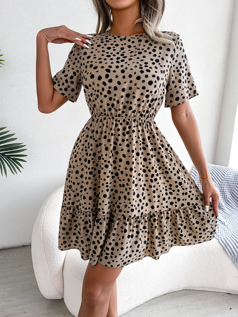 Leopard Print Casual Dress for Women Summer Vacation
