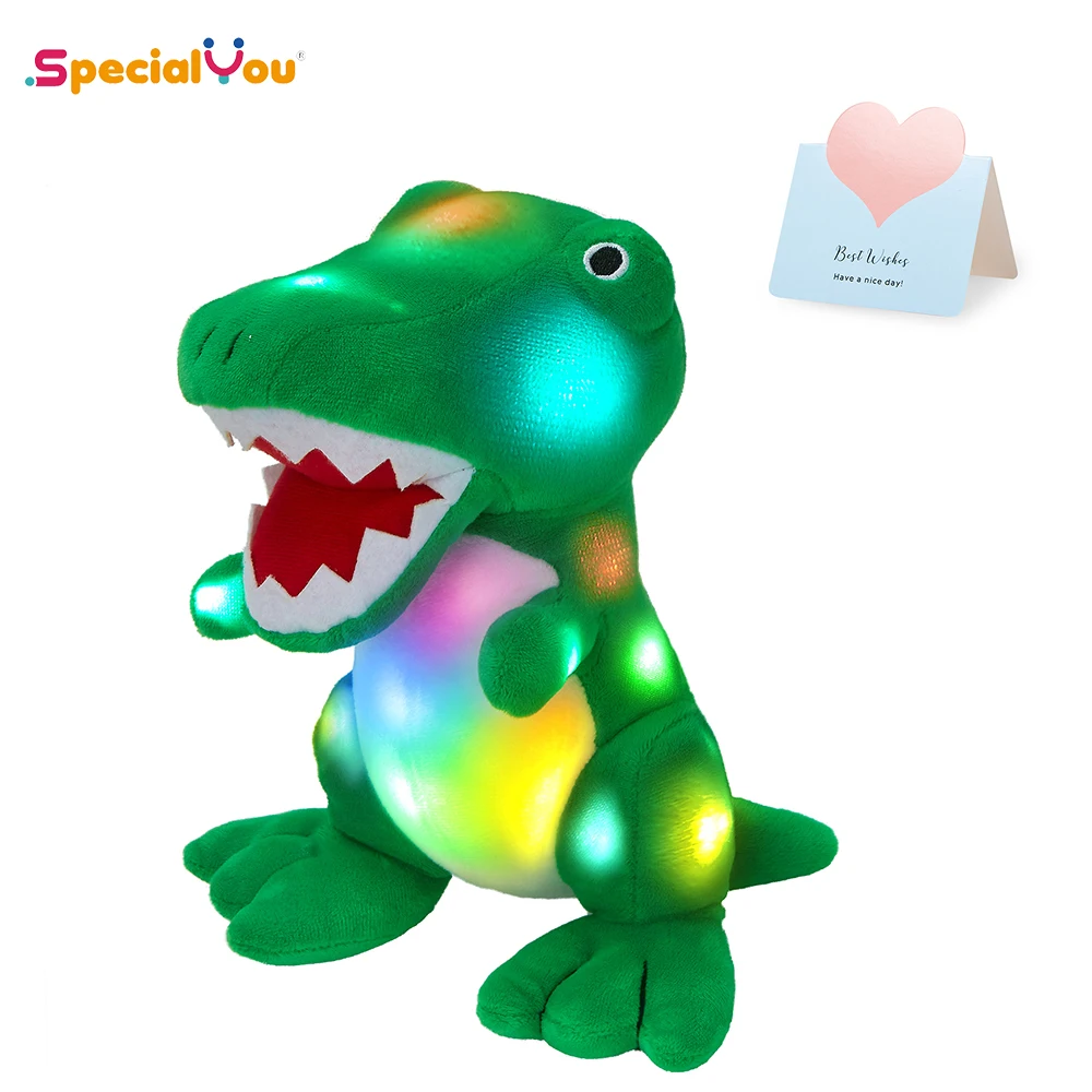 SpecialYou 9in LED Green Dinosaur Light Up Stuffed Animal with Night Lights Glow in The Dark  Gift for Kids Boys Girls