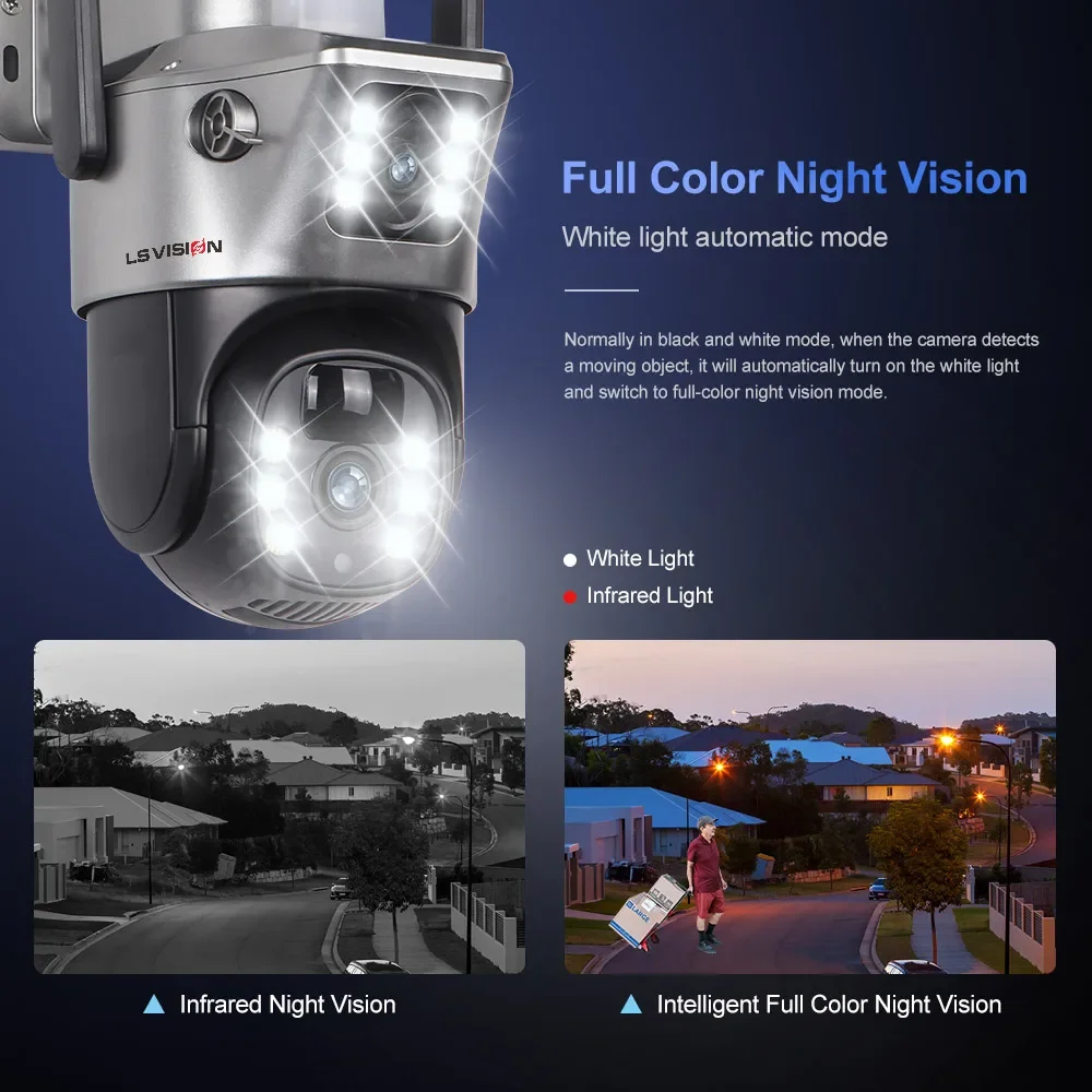 LS VISION 4K 8MP PIR كاميرا تعمل بالطاقة الشمسية 4...