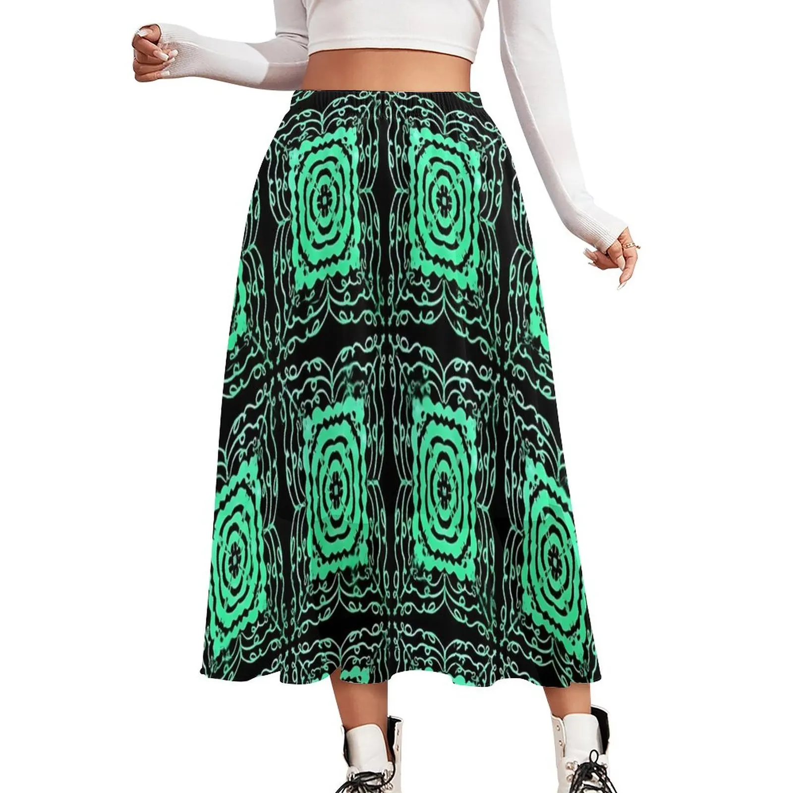 

Geo Print Skirt Metallic Design Streetwear Casual Skirts Beach Boho Skirt Female Custom Big Size Clothing