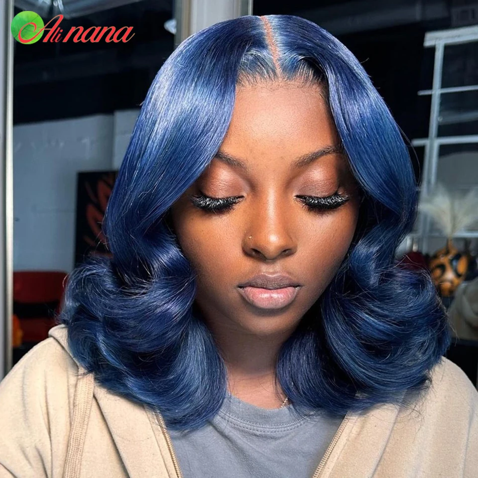 Royal Blue Colored Short Bob Wig 13x4 Lace Frontal Wigs 200  display picture 2