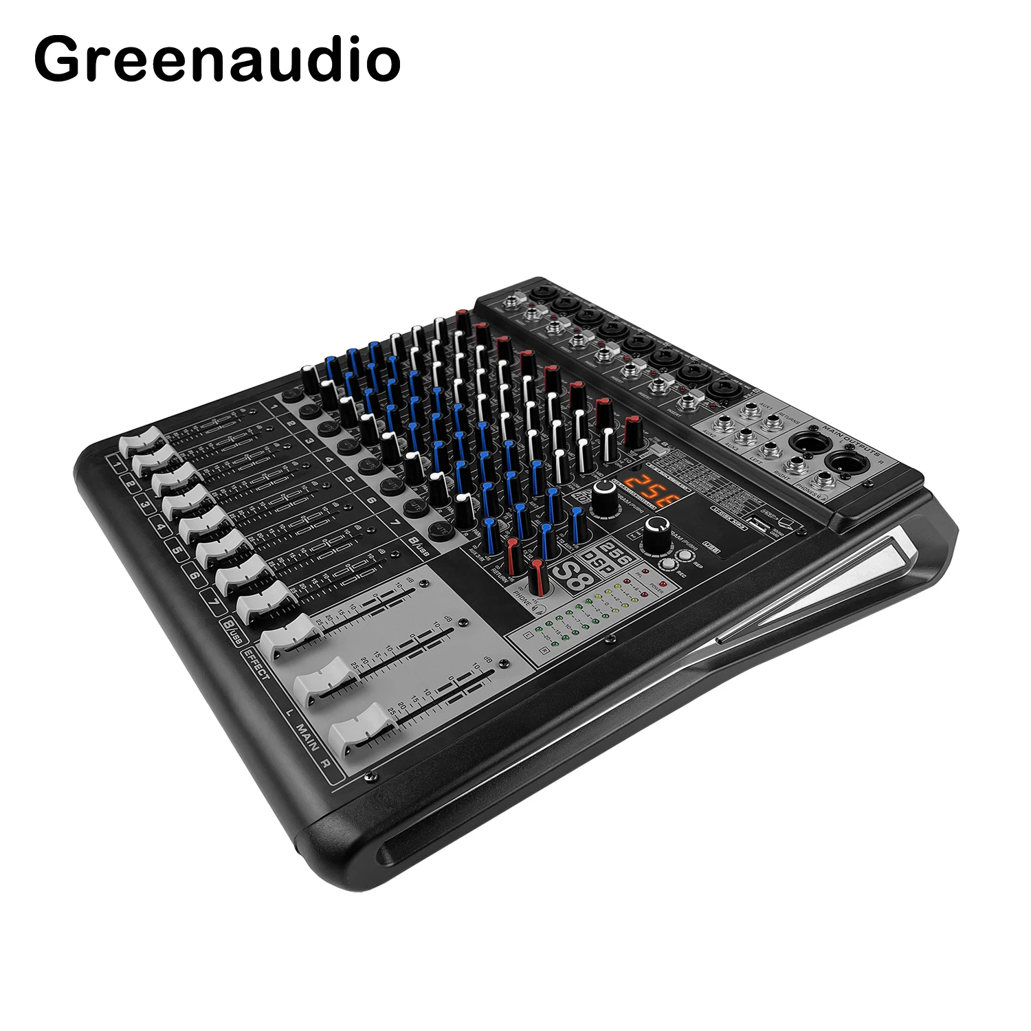 GAX-S8 프로 8채널 DJ 컨트롤러 256 DSP 리버브 효과 BT 5.0 USB 믹서 카라오케 전문 무대 공연용