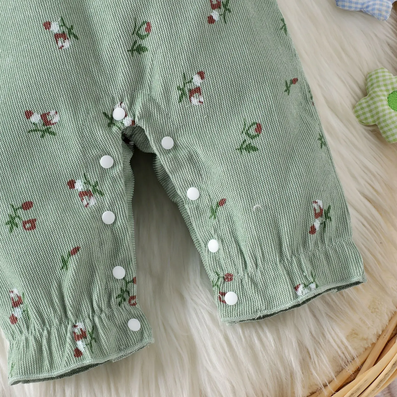 1PCS Autumn Floral Patchwork Romper Set for Infant Girls Long Sleeve Jumpsuit with Bow Headband Cute Baby Outfit Clothing Bundle