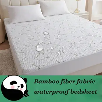 Protecteur de matelas imperméable – Viscose dérivée en bambou, housse de matelas respirante et silencieuse, protège contre les taches Queen 1
