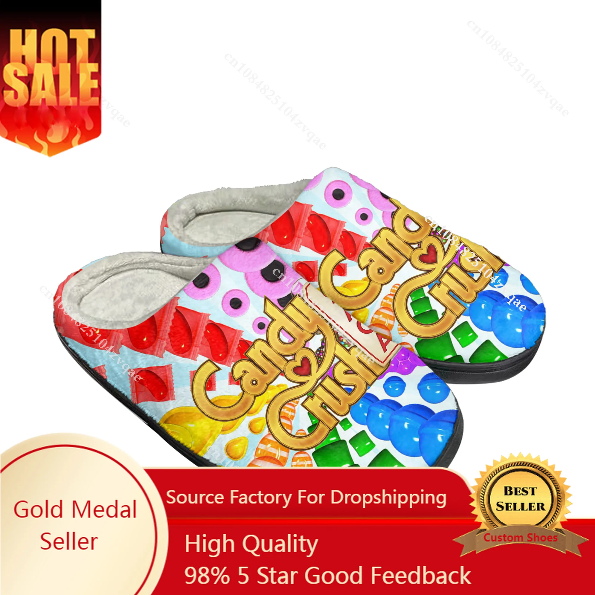 Candy Crush Saga Home Cotton Slippers Cartoon Game Mens Womens Plush Bedroom Casual Fashion Keep Warm Shoes Tailor Made Slipper