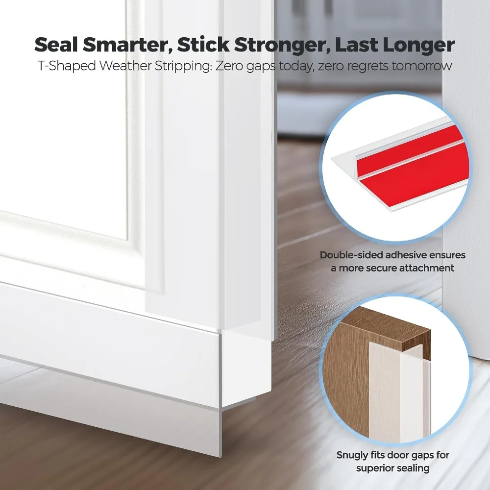 Clear Silicone T-Shaped Door Seal Strip with Strong Adhesive, 3CM Wide, 3M Long