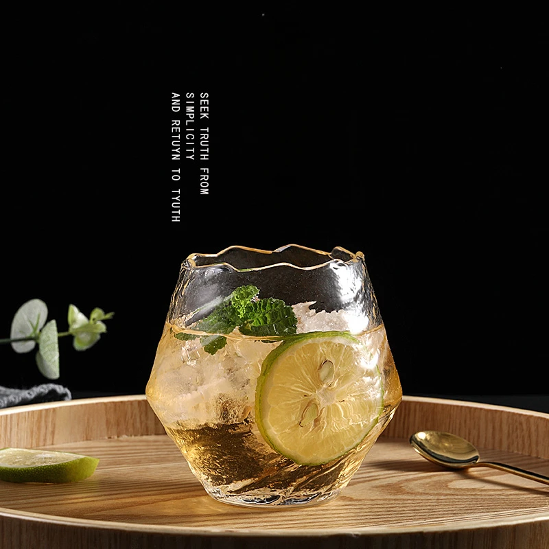 

Japanese Style Hammered Glass Water Cup Transparent Milk Tea Juice Cups Coffee Mug for Home Bar Drinkware