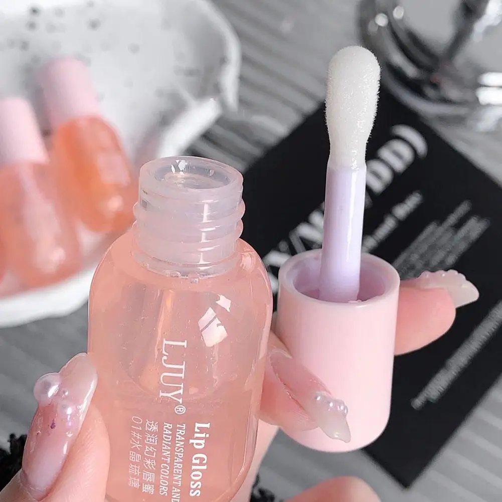 Crystal Jelly Lip Oil Hydrating Plumping Lips Coat Lipstick Lipgloss Tint Clear Lip Plumper Serum Transparent Fruit Gloss lip makeup lip glaze lip tint lip gloss lip oil lip plumper